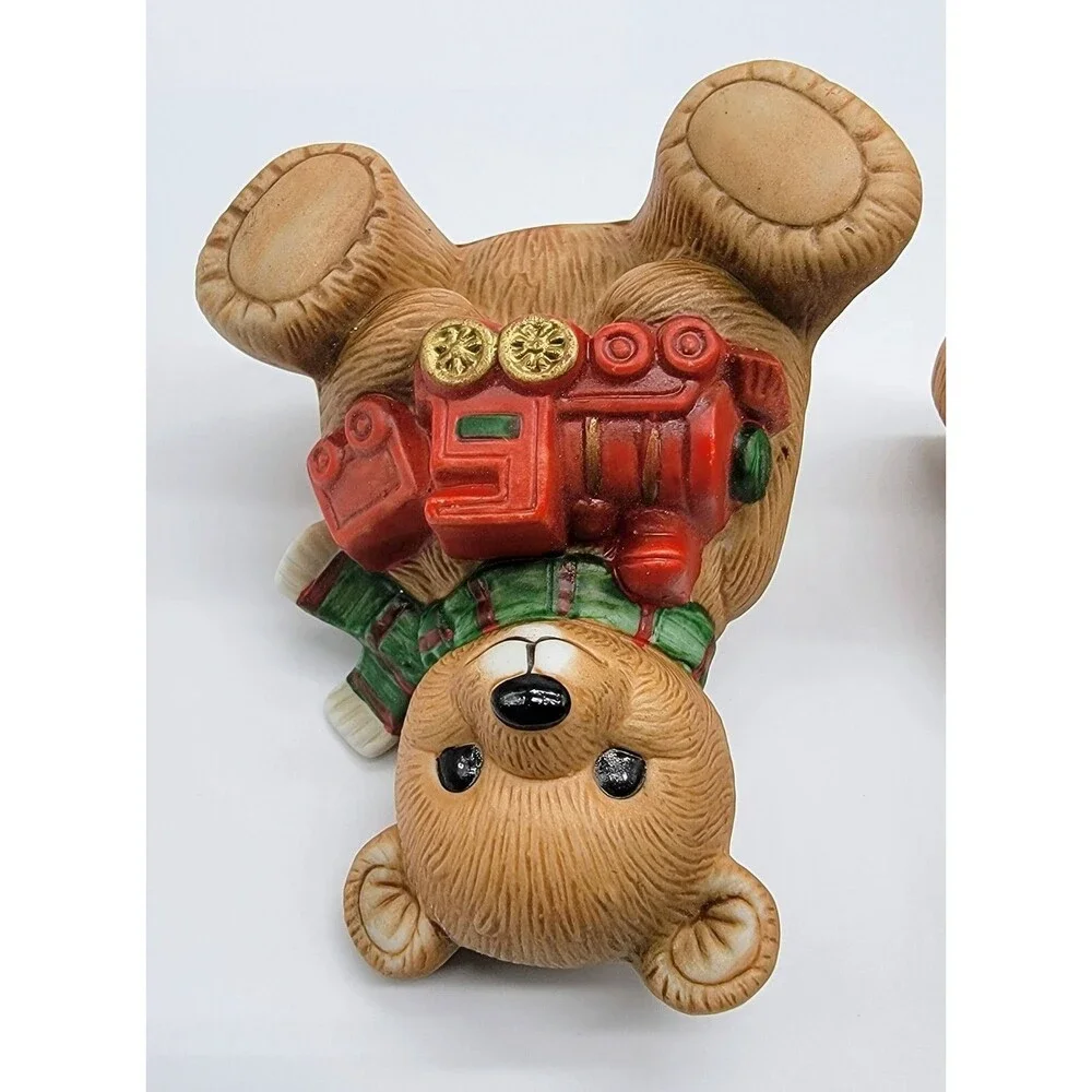 Homco Teddy Bear Figurines Christmas W/ Train and Doll 5560